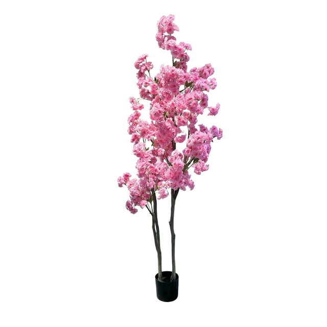 Arbre de Fleurs de Cerisier Artificiel 4,9 Pi/5,9 Pi de Haut Réaliste Décoratif Faux Arbre de Fleurs de Cerisier en Pot pour Déco de Fête de Mariage