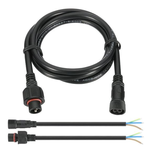 Uxcell 3.28Ft 18AWG IP67 3 Pin Extension Cable Wire with 7.87" Male Female Connector kit