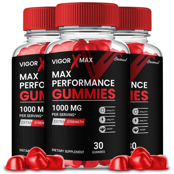 (3 Pack) VigorX Max Gummies for Men, Maximum Strength Formula, Vigor X Max Male Supplement, All Natural Formula