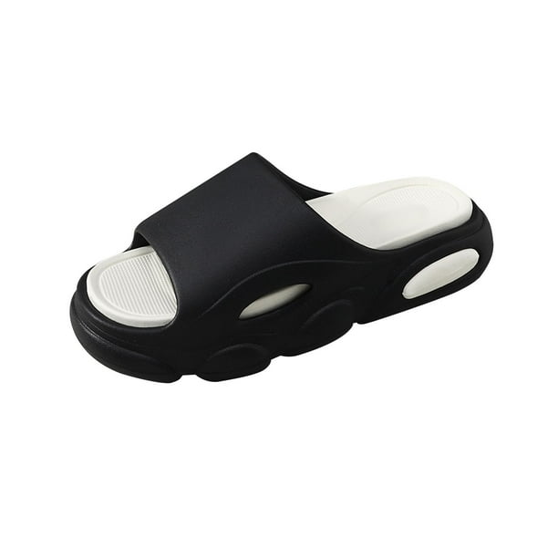 Zapatillas de ducha para hombre, sandalias de punta abierta, zapatos casuales de verano, flexibles para vacaciones. Negro 44 45
