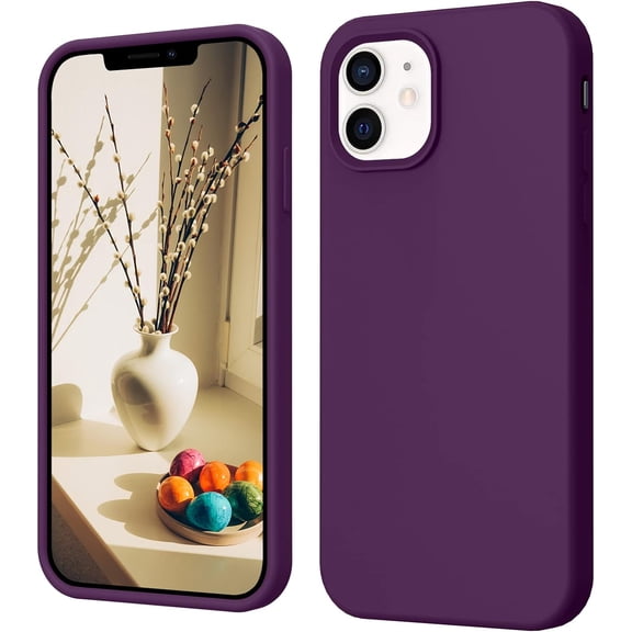 iPhone 12 Case, Phone Case iPhone 12 Pro, Slim Thin Soft Silicone Gel Shockproof Protective Hard Bumper Drop Protection Girls Women Boy Men Cute iPhone 12/12 Pro Cover, Deep Purple Design
