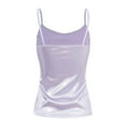 thumbnail image 2 of YONGHS Women's Shiny Metallic PVC Leather Camisole Spaghetti Straps Rave Dance Vest Tank Top Clubwear Purple XL, 2 of 7