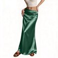 thumbnail image 2 of Women's Satin Fishtail Skirt, Solid Color High Waist Bodycon Midi Skirt, Elegant Slit Party Skirt for Wedding Guest, Evening and Club,Green,L, 2 of 6