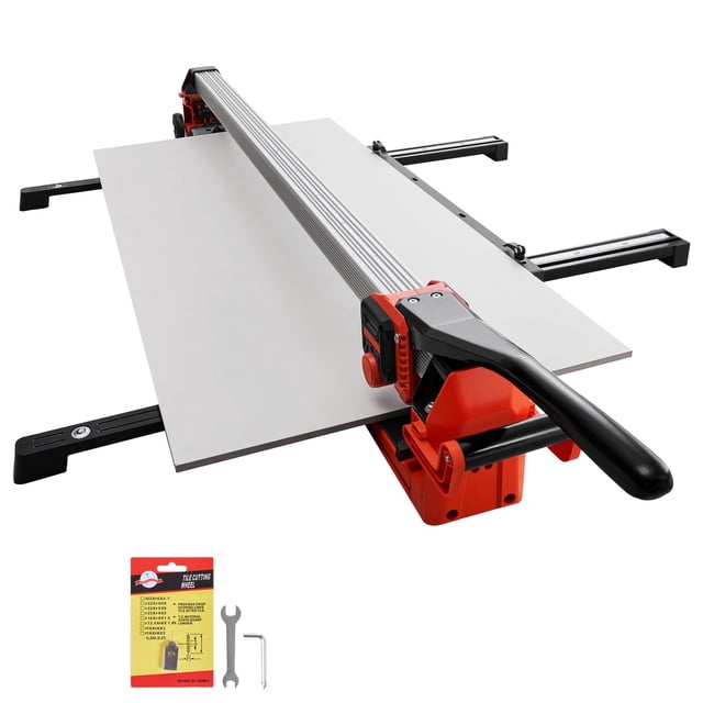 KFFKFF 47.2-Inch Manual Tile Cutter, Upgraded Rail and Sliding Head, Precision Alignment Guide, Tungsten Carbide Cutting Wheel, Support Legs with Swivel Wheels