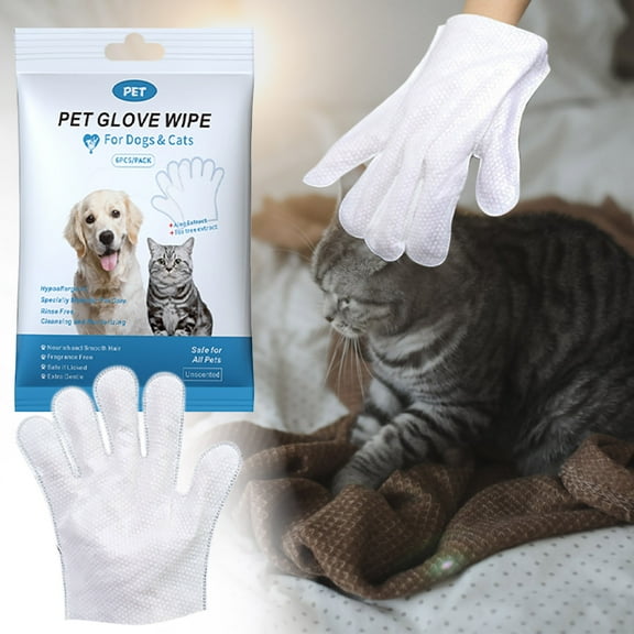 Disposable Pet Cleaning Gloves - Gentle & Safe for Cats and Dogs, Multi-Purpose Towels for Face, Coat, Ears, Convenient Waterless Cleaning, 1 Pack multicolour