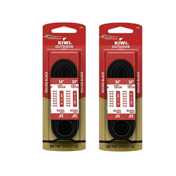 Shoelaces Kiwi Outdoor Round Black, 50 ml, paquete de 2