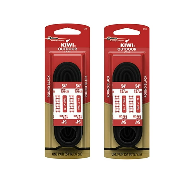Shoelaces Kiwi Outdoor Round Black, 50 ml, paquete de 2