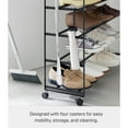 thumbnail image 4 of Yamazaki Home Rolling Five-Tier Shoe Rack, Black, Steel + Wood, Wheels, 4 of 7