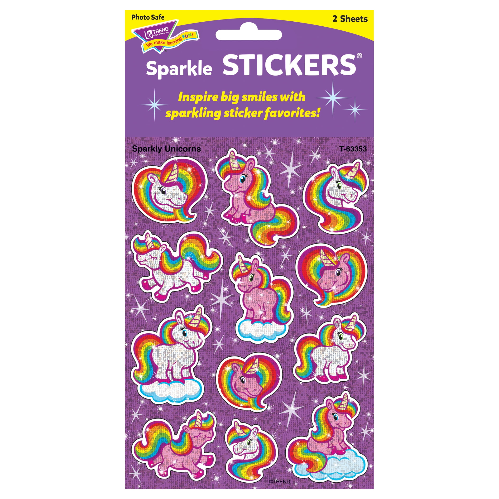 TREND Sparkly Unicorns Sparkle Stickers, 24 Per Pack, 6 Packs