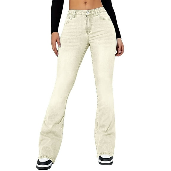 Flare Jeans for Women, Audhol 2025 New Retro Ripped Jeans Woman Fashion Slim Fit Jeans Womens Flare Jeans A L