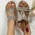 thumbnail image 6 of Oyedens Rhinestones Sandals For Women Sequin Wide Width Flats Sandals Dressy Low Heel Sandals, 6 of 8