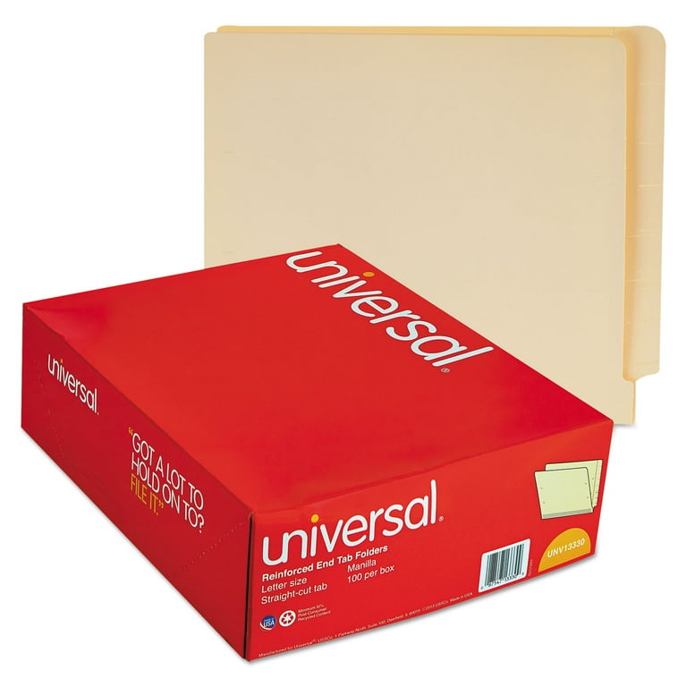 Reinforced Top File Folders, Straight Tabs, Letter Size, Manila, 100/Box Reinforced Top File Folders, Straight Tabs, Letter Size, Manila, 100/Box