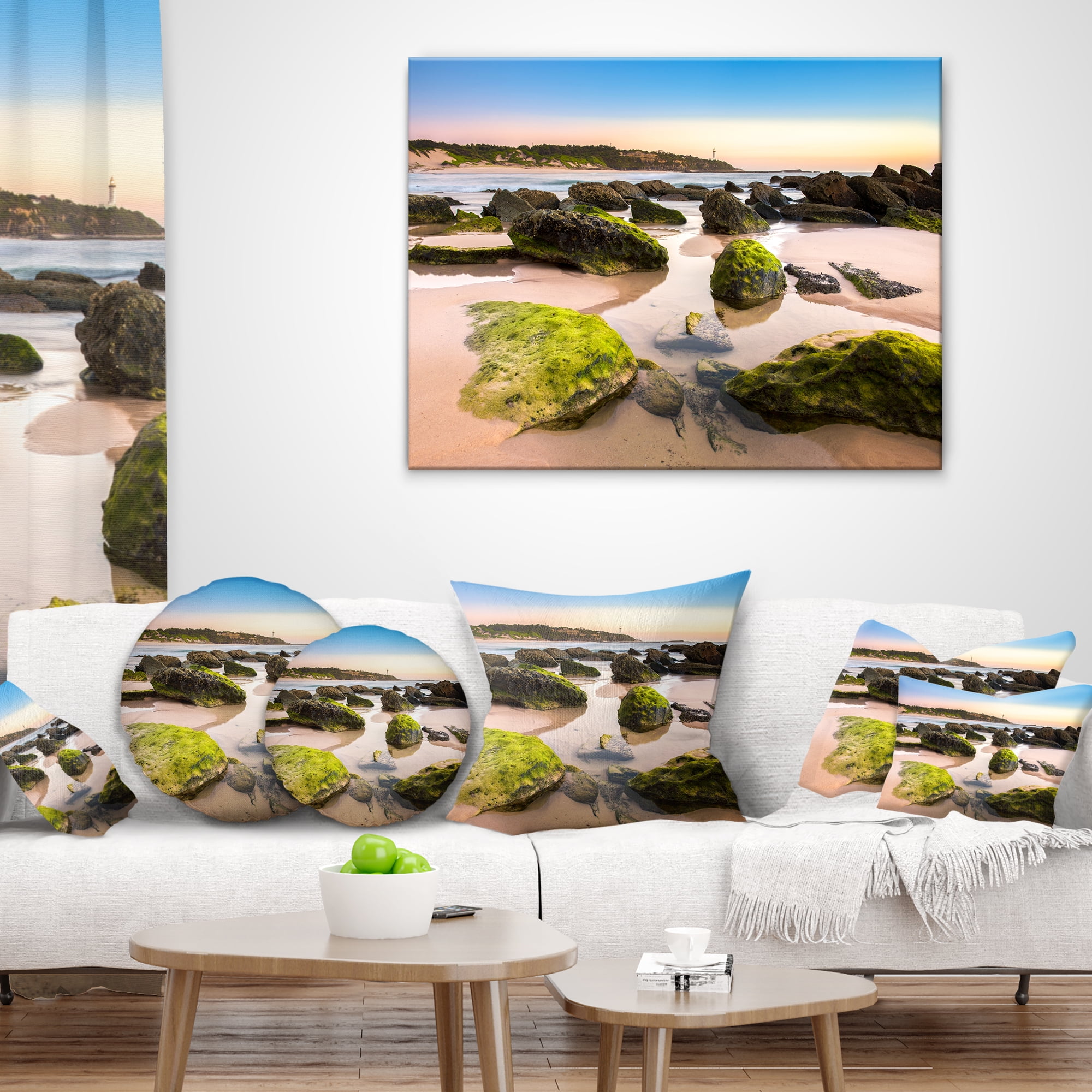 Designart Amazing Landscape at Noraha Head - Seashore Throw Pillow - 18x18