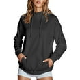 thumbnail image 2 of Lightweight Hoodies for Women 2025 Long Sleeve High Neck Plain Hoodie with Pockets Hooded Sweatshirt Women Pullover, 2 of 8