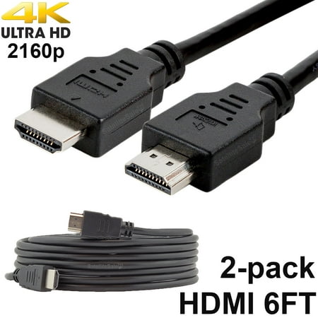 2 (TWO) PREMIUM HDMI CABLES 6FT BLURAY 3D DVD PS4 HDTV XBOX LCD HD 1080P USA