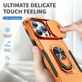 thumbnail image 2 of for iPhone 14 Pro Hard Case, with Camera Cover & Kickstand Holder, Built-in 360°Rotate Ring Stand Anti-scratch Drop Protection Magnetic Phone Case for Apple iPhone 14 Pro - Orange, 2 of 7