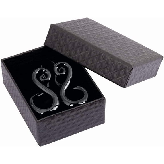 2 PC Glass Ear Tapers Plugs 4G-14mm Teardrop Spiral Gauges Piercing Jewerlry Set Black 0G(8mm)