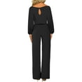 thumbnail image 4 of mgdxox Women's Jumpsuit Long Sleeve Loose Wide Leg Belted Romper Jumpsuit Elegant Party Evening Jumpsuits Outs Summer Black XS, 4 of 7