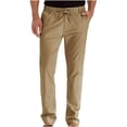 thumbnail image 1 of JUNWELL Men‘s Business Casual Pants Drawstring Straight Elastic Trousers Solid Color Loose Pure Cotton Pants, 1 of 7