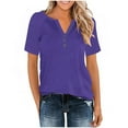 thumbnail image 3 of Smsaxvxz Womens Plus Size Tops Summer Trendy V Neck Button Down Short Sleeve Loose Fit Tshirts Business Casual Basic Tee, 3 of 5