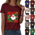 thumbnail image 2 of idosla Merry Christmas Shirts for Women Xmas Buffalo Plaid Tree Shirt Top Short Sleeve Casual Graphic Print T Shirt (Blue, M), 2 of 9