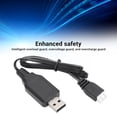 thumbnail image 3 of Remote Control Car Charger Cable, Li Ion Battery USB Charger Cable Overcharge Guard 7.4V 1000mA XH 3 Pin Plug  for 18301 18302 18303 18304 1:18 RC Cars, 3 of 7