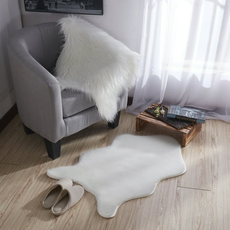 - Ottomanson Flokati Collection Faux Sheepskin Short Pile Shag Area Rug, 2' x 3', Ivory