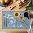 thumbnail image 2 of Sunflowers Placemats Set of 12 Modern Bee You Are My Sunshine Blue Place Mats Indoor Wipeable Table Mats Washable Cloth Dining Table Placemats for Kitchen Holiday Party Home Decor 13x19 Inch, 2 of 9