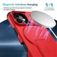 thumbnail image 2 of Case for iPhone 16 Plus 6.7" with Invisible Fold Holder Stand, Magnetic Wireless Charging,Sliding camera casing,Shockproof Dropproof Tough Rugged Protective Case Cover,Red,For iPhone 16 Plus, 2 of 10