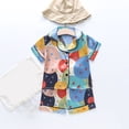 thumbnail image 2 of Ahuyic Summer Boys Girls 2 Piece Outfits,Toddler Kids Casual Clothing Set,Children's Round Neck Short Sleeved Top Elastic Waist Shorts Casual Home Suit Set,Blue,2 Years, 2 of 4