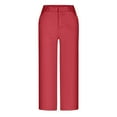 thumbnail image 5 of Womens Summer Casual Capri Pants Comfy Pull On Stretch Straight-Leg Cropped Chino Pants with Pockets Red S, 5 of 6