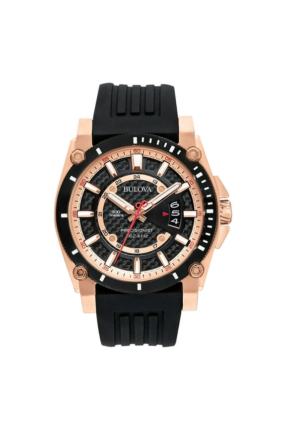 Men's Icon High Performance Quartz Stainless Steel Watch with Black Strap 98B152