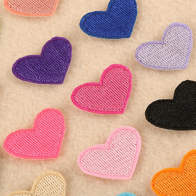 NUOLUX 20pcs Heart Love Shape Iron On Patches Embroidered Patch Stickers  DIY Appliques for Clothes Backpack Handbag Badges(Random Colors) 