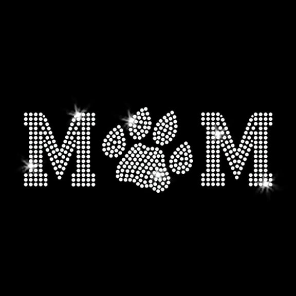 Clear Paw Print Dog Mom Tiger Wildcat Panther Iron-on Clear Rhinestone Transfer by JCS Rhinestones