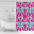thumbnail image 4 of Extra Long Shower Curtain 72x96 Inch, Pink Teal Abstract Shower Curtain Waterproof Bathroom Decor Ethnic Modern Geometric Aesthetics Fabric Bath Curtain Set Accessories with Hooks, 4 of 6