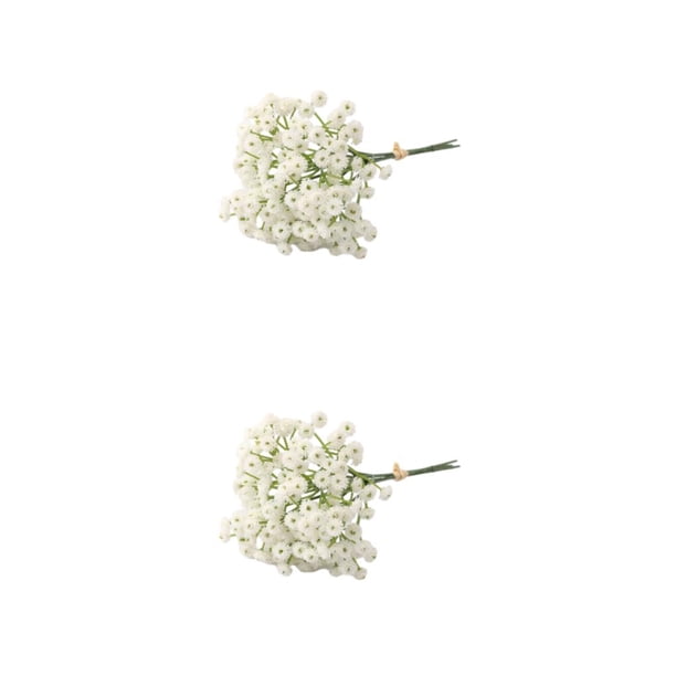 Yuarrent 135 cabezas de novia artificial con flores, ramo de flores de aliento, guirnalda de ramos de plástico para manualidades, boda, blanco Blanco 2Conjunto