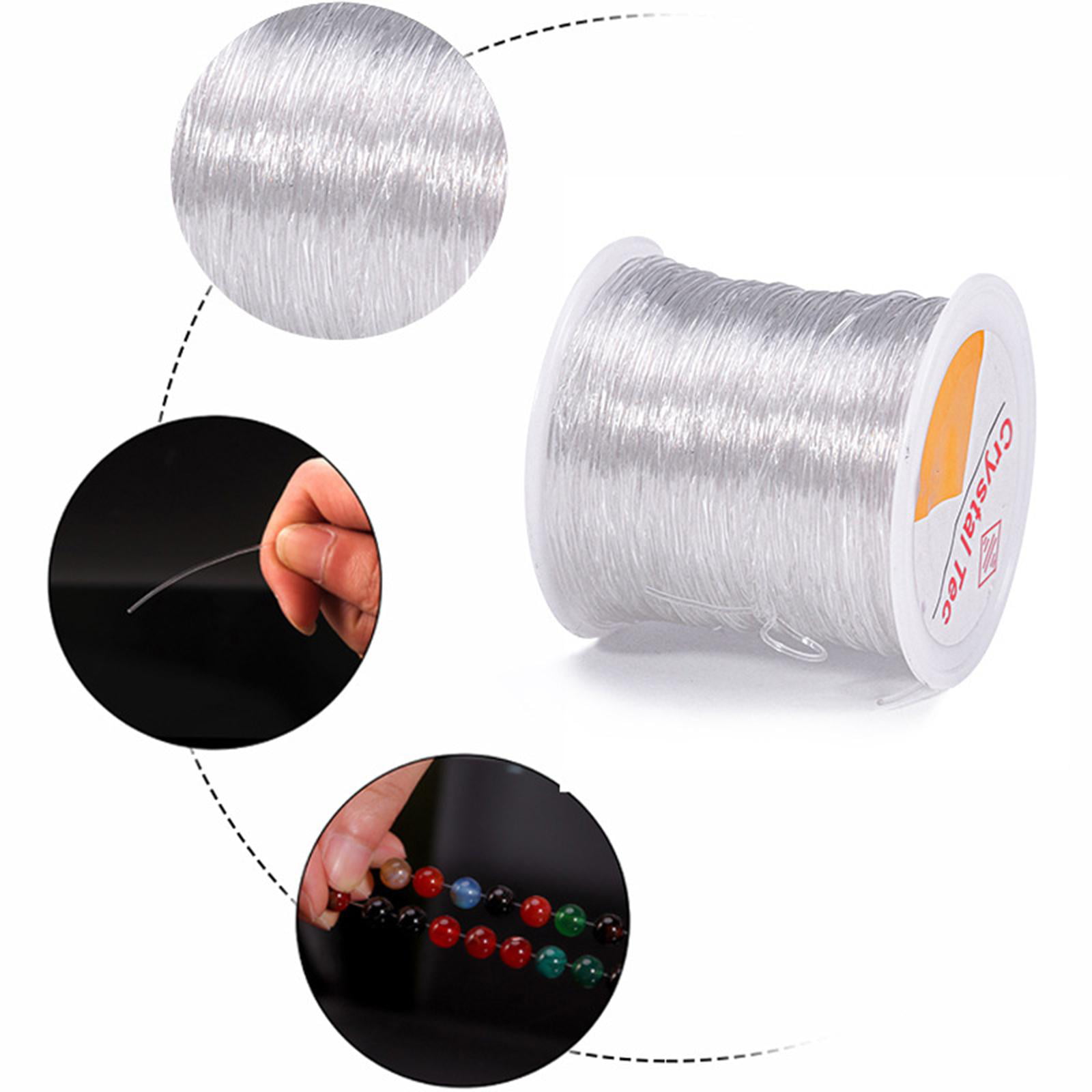 Stretchy String for Bracelets, Clear Elastic Cord Jewelry Bead Bracelet  String with 2 Pcs Beading for Beads, Bracelets 1.5mm 55m