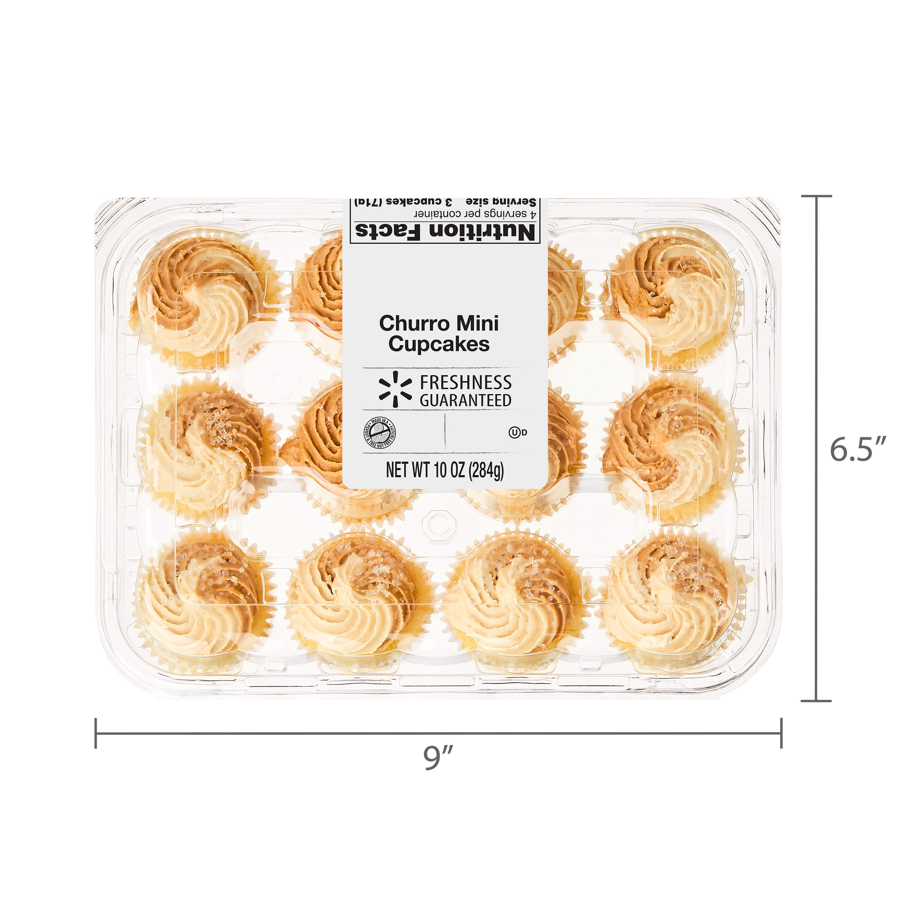 Freshness Guaranteed Churro Mini Baked Cupcakes, 10 oz Tray, 12 Count