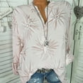 thumbnail image 2 of Wycnly Cute Tops for Women Floral V-Neck 3/4 Sleeve T shirts Summer Casual Lapel Button Down Plus Size Lightweight Pullover Blouses Pink XXL Clothes, 2 of 7
