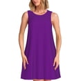 thumbnail image 1 of Balery Purple Vestidos de verano para mujer con estampado: vestido holgado sin mangas, vestido playero informal y cómodo para días calurosos., 1 of 7