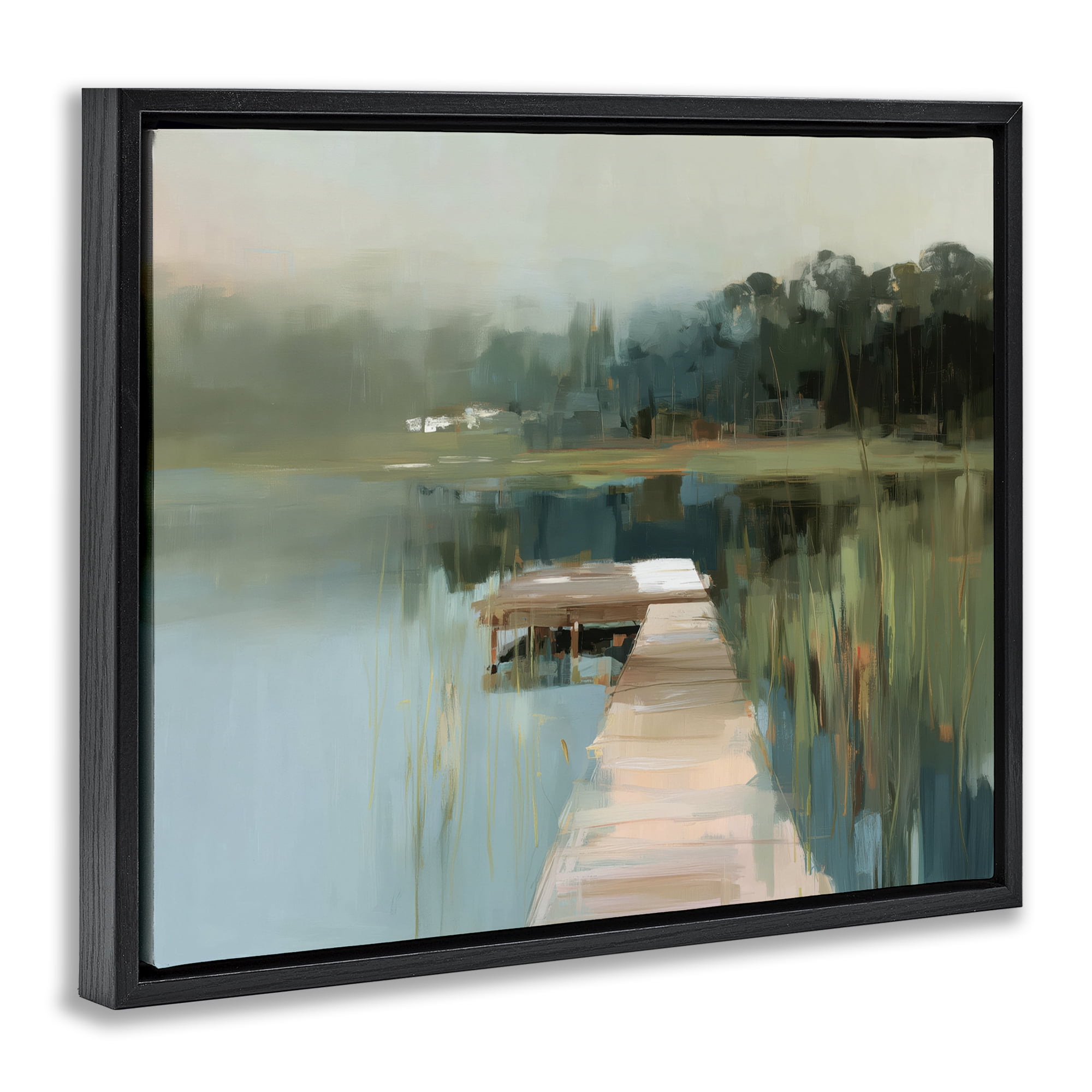 Stupell Industries Marsh Pier Abstraction Black Framed Floater Canvas Wall Art, design by Kim Curinga