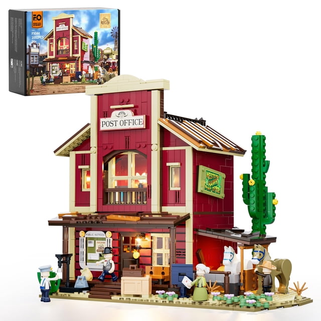Juego de ladrillos de construcción FUNWHOLE Old West Post Office 1692 unidades
