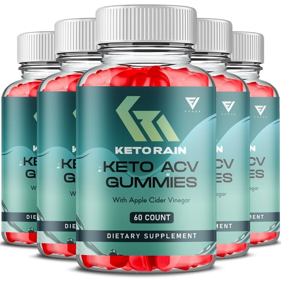 (5 Pack) Keto Rain Keto   ACV 1000mg Gummies Sugar Free Vitamin B12 Vitamin B6 Gut Health Support Keto Brain (300 Gummies)