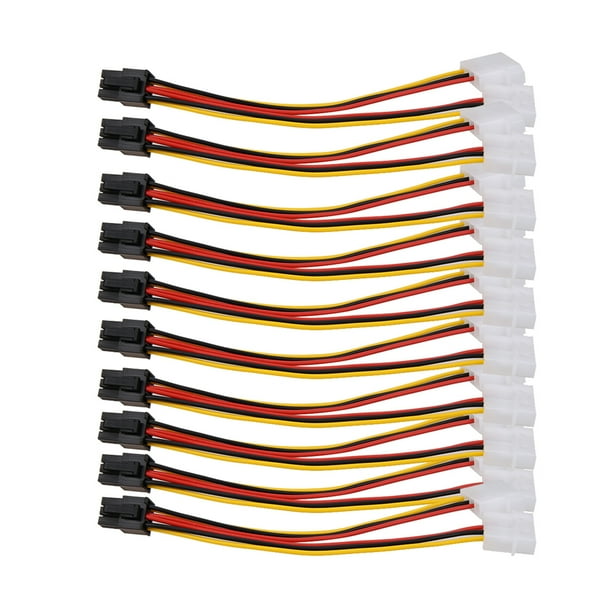 Adaptador de corriente de 4 pines a PCI-E 6 ( ) ( ) Conector convertidor 10 piezas