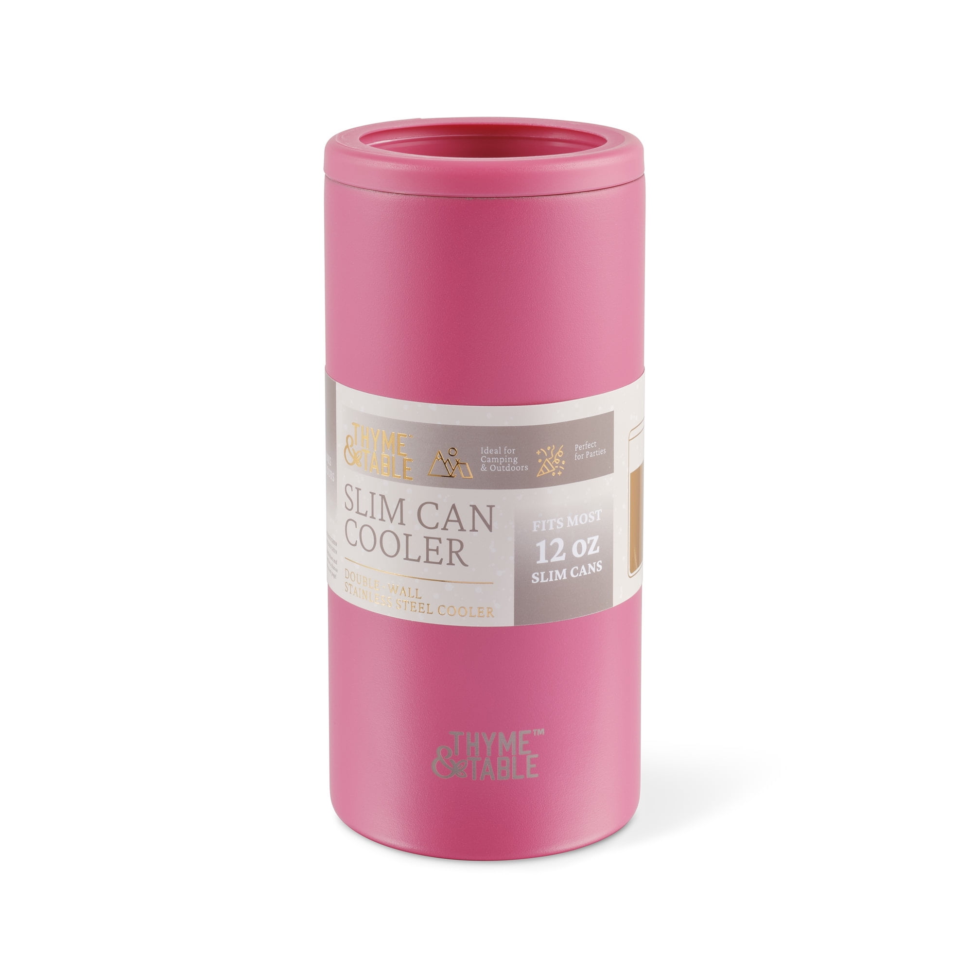 Thyme & Table 12oz Stainless Steel Slim Can Holder, Pink