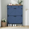 thumbnail image 6 of Shoe Cabinet with 2 Flip Drawers, Hidden Shoe Storage Cabinet with 2 Pull-out Drawers, Farmhouse Shoe Organizer for Entryway, Narrow Shoe Rack for Front Door Entrance, Blue, No Deodorizing Function, 6 of 7