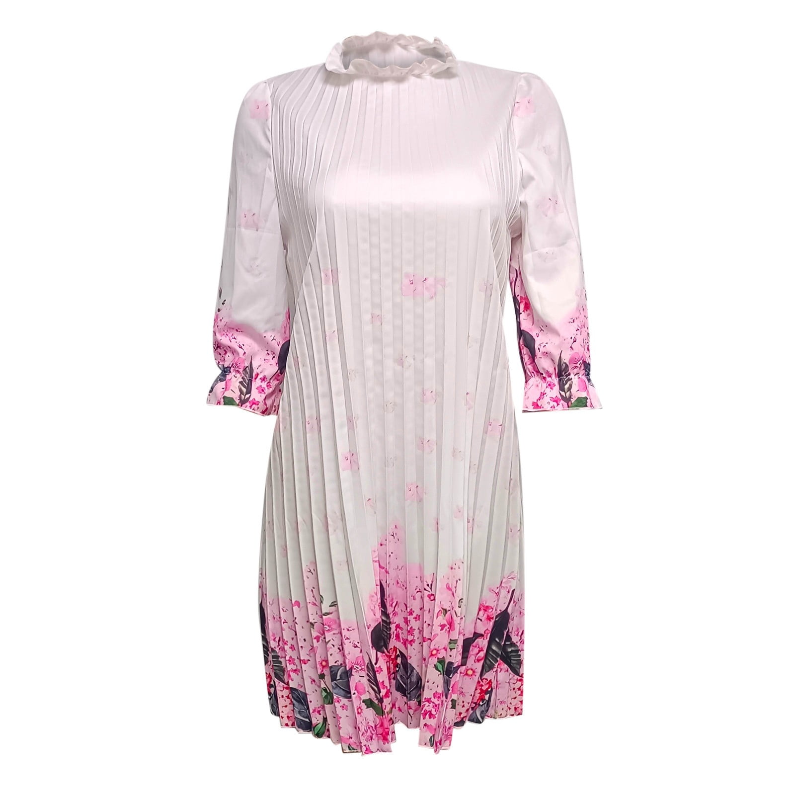 Babysbule Clearance Womens Summer Dresses, Women Sexy Fold Party Girls  Ruffle Neck Long Sleeve Formal Printing Fall Maxi Casual Dresses -  Walmart.ca
