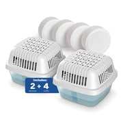 Humydry Moisture Absorber Dehumidifier for Home, Smart Pack of 2 Dehumidifiers of 15.9oz with 4 Refills, No Electricity, Reusable Moisture Absorbers for Bedroom, Kitchen, Safes, RV, Boat, Basements