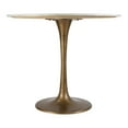 thumbnail image 2 of ZUO Fullerton Natural Marble Top Round Dining Table in White & Gold, 2 of 5