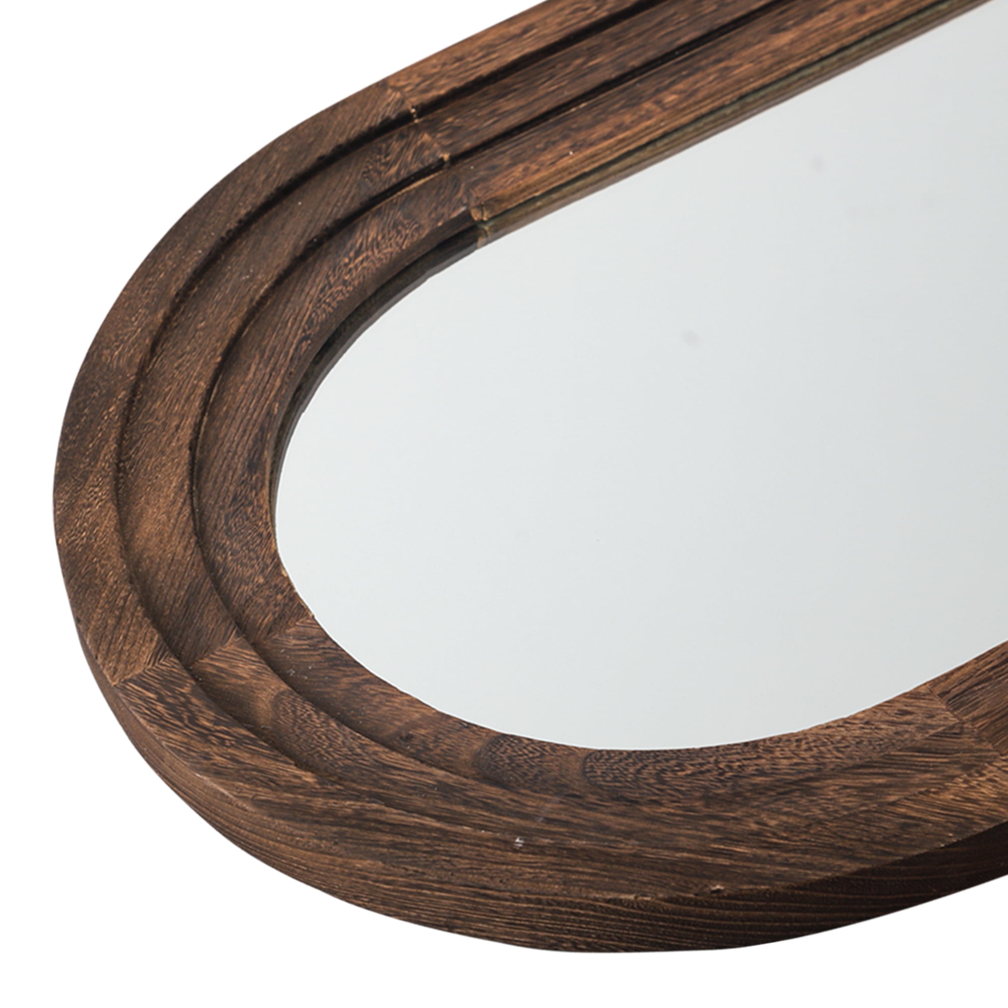 64"x21" Wood Ladder Arched Floor Mirror Full Length Mirror,Charcoal